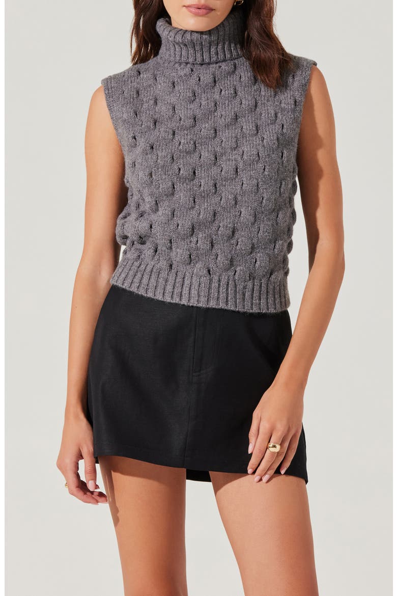 Pattern Turtleneck Sweater Vest, Main, color, GREY