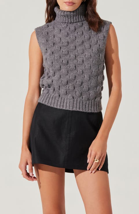 Pattern Turtleneck Sweater Vest