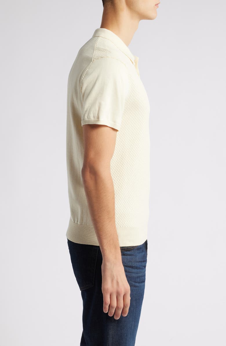 Schott NYC Basket Weave Cotton Knit Polo, Alternate, color, Off White