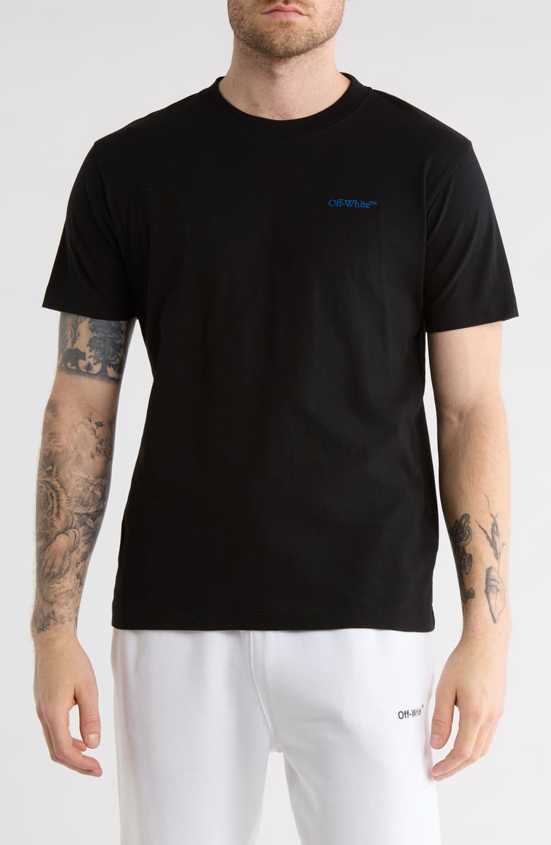 Off-White Slim Fit Arrow Logo Cotton Graphic T-Shirt, Main, color, Black And Blue