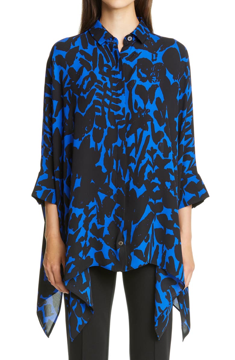 St. John Collection Floral Markings Satin Shirt, Main, color,