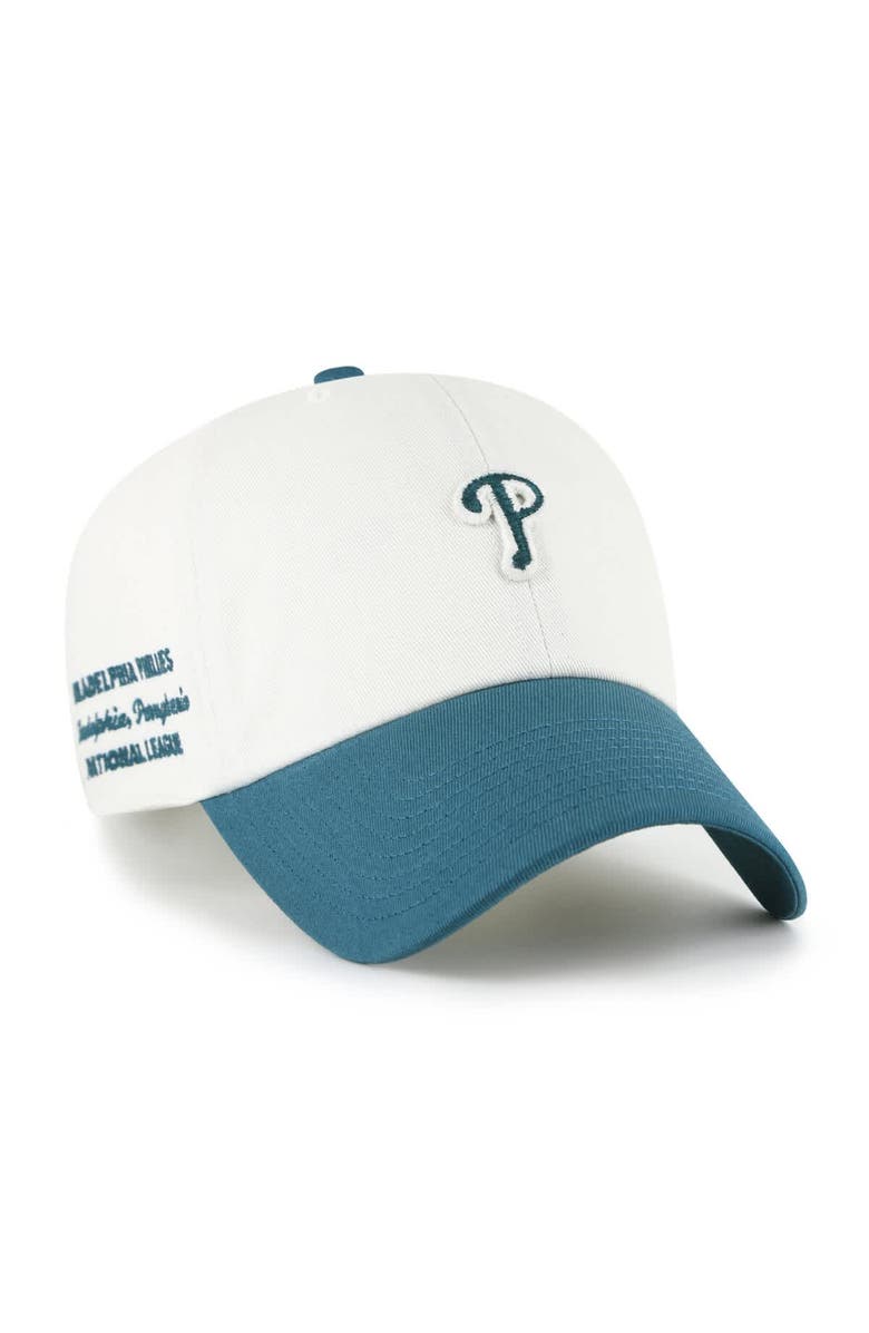 '47 Men's '47 White/Teal Philadelphia Phillies Contemporary Tonal Clean Up Adjustable Hat, Alternate, color, White
