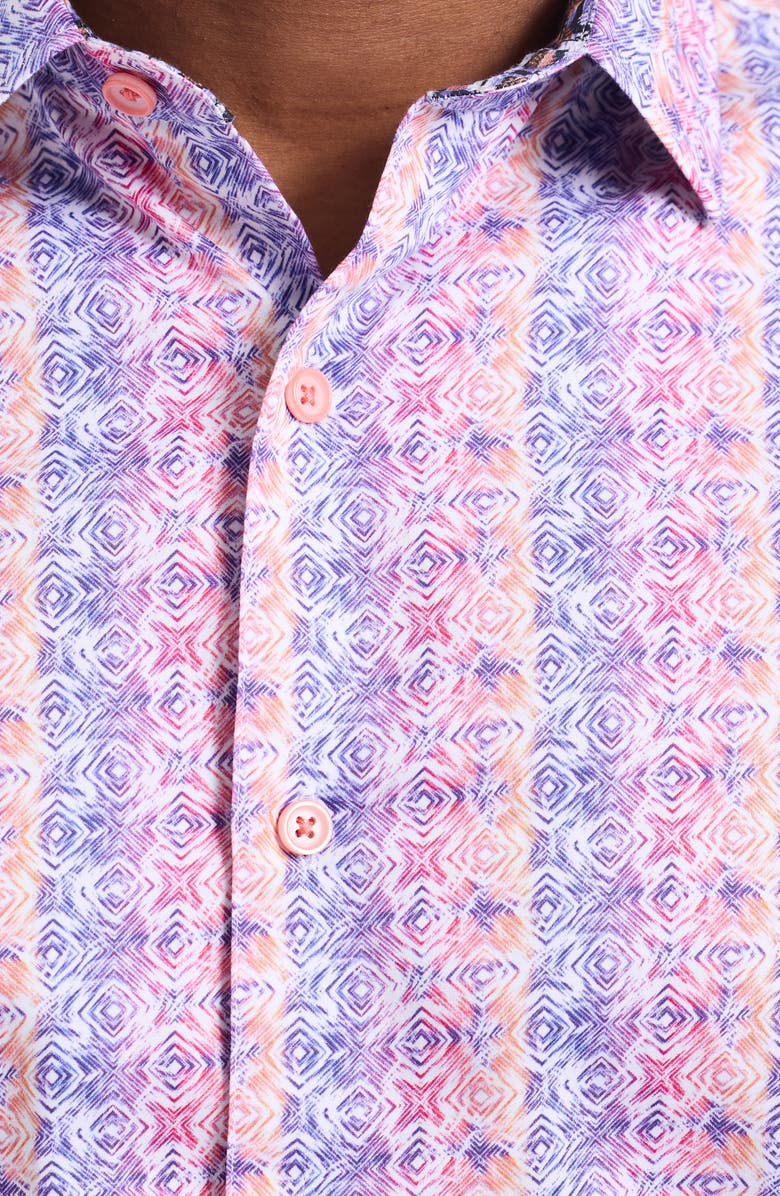 Robert Graham Formby Short Sleeve Cotton Button-Up Shirt, Alternate, color, Pink