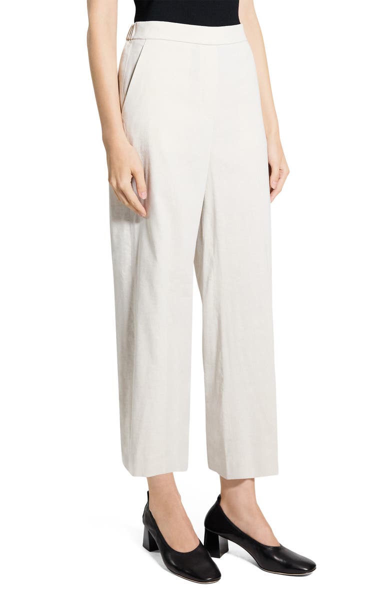 Theory Classic Straight Leg Good Linen Pants, Alternate, color, White Clay