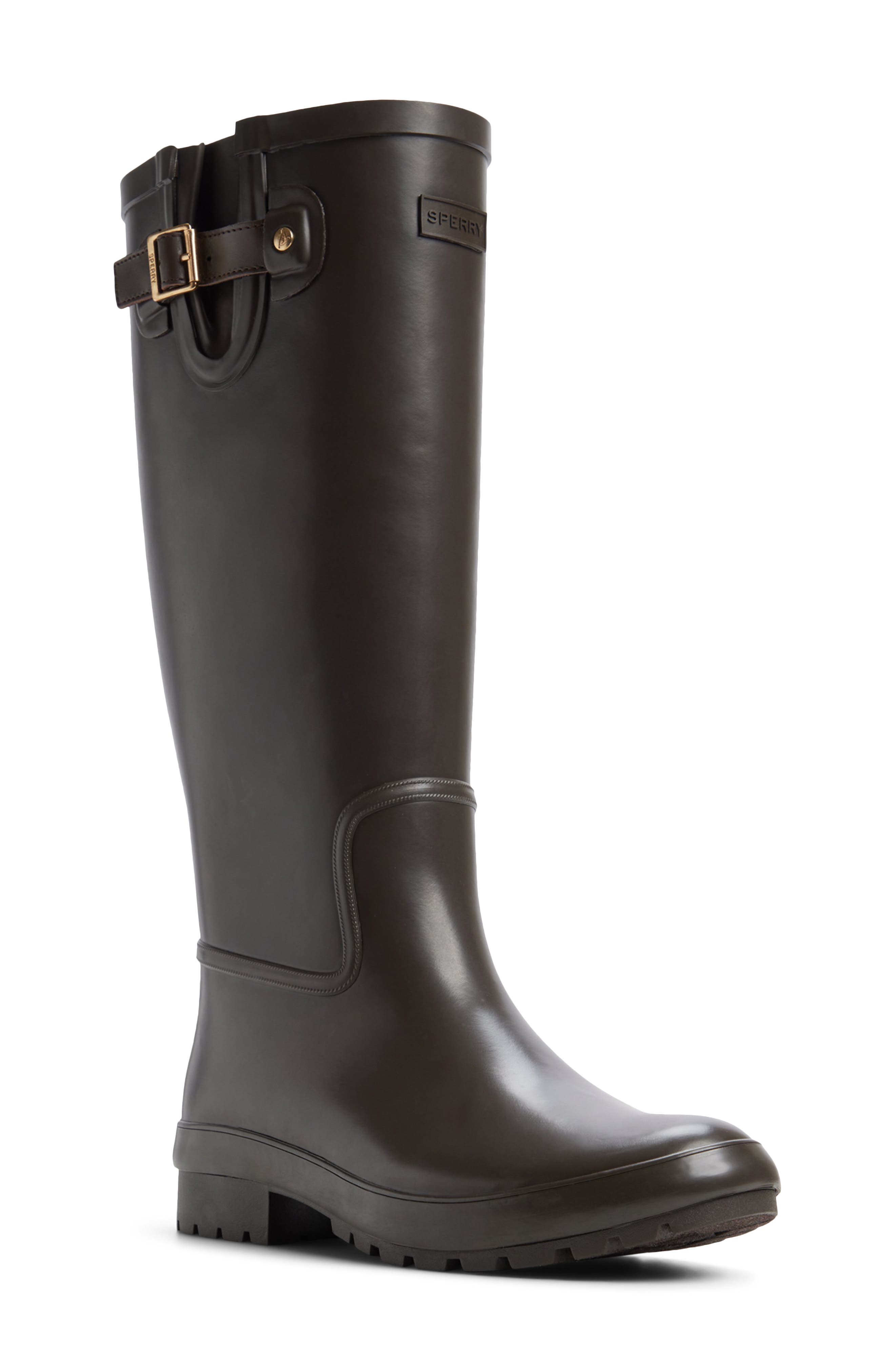 Drizzle Tall Waterproof Rain Boot, Main, color, DARK BROWN