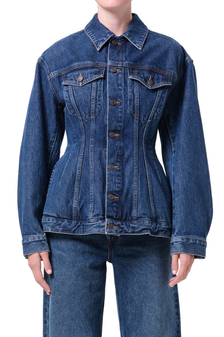 Myra Structured Denim Jacket, Main, color, VOLUME DARK INDIGO