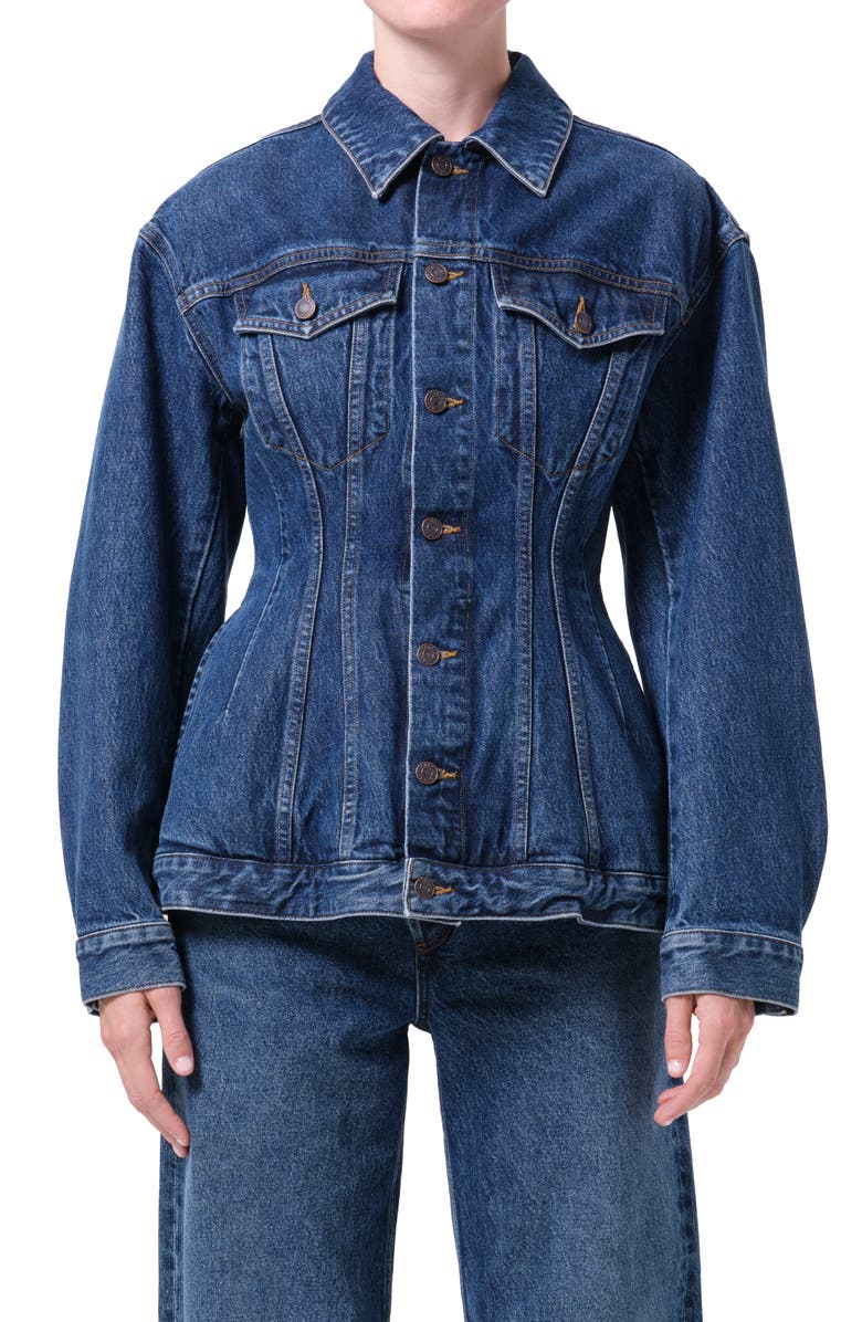 AGOLDE Myra Structured Denim Jacket, Main, color, Volume Dark Indigo