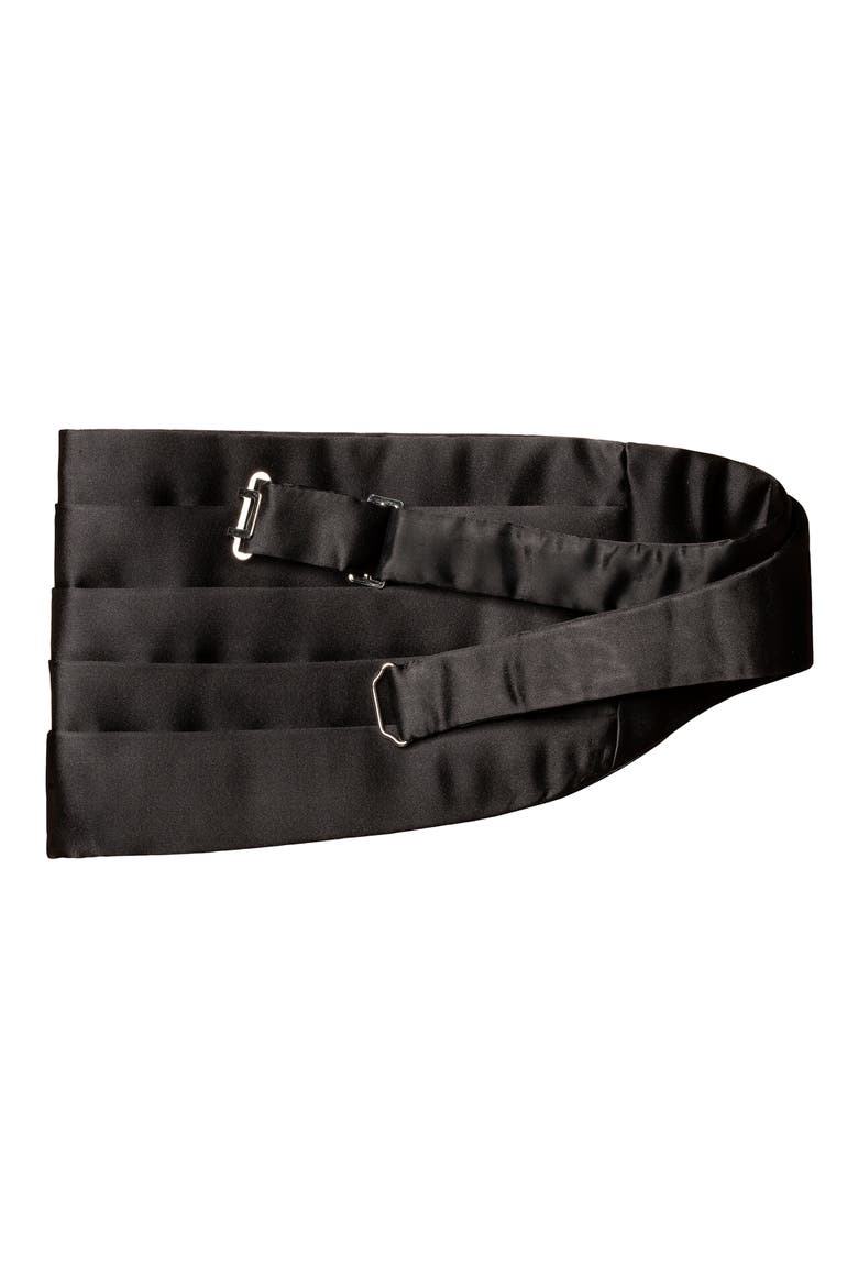 Pleated Silk Cummerbund, Main, color, BLACK