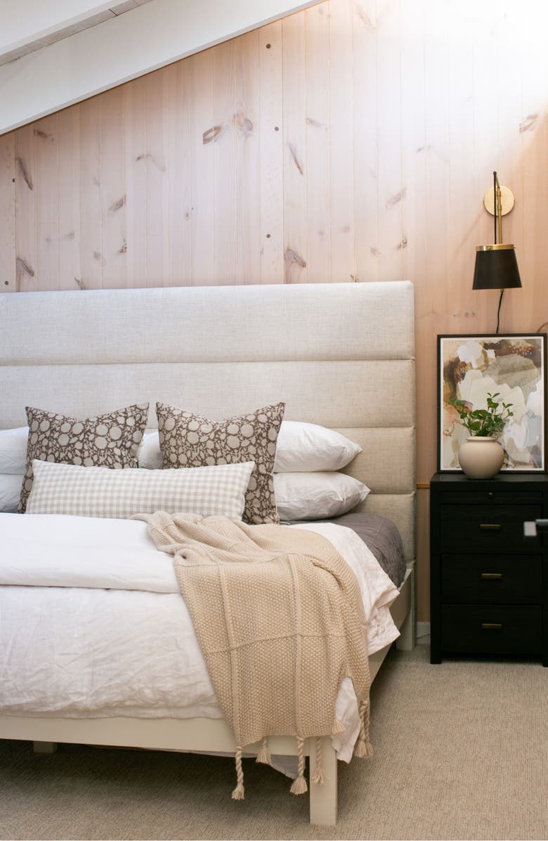 Linen & James Roe Ivory Tan Gingham Pillow Cover, Alternate, color, Cream