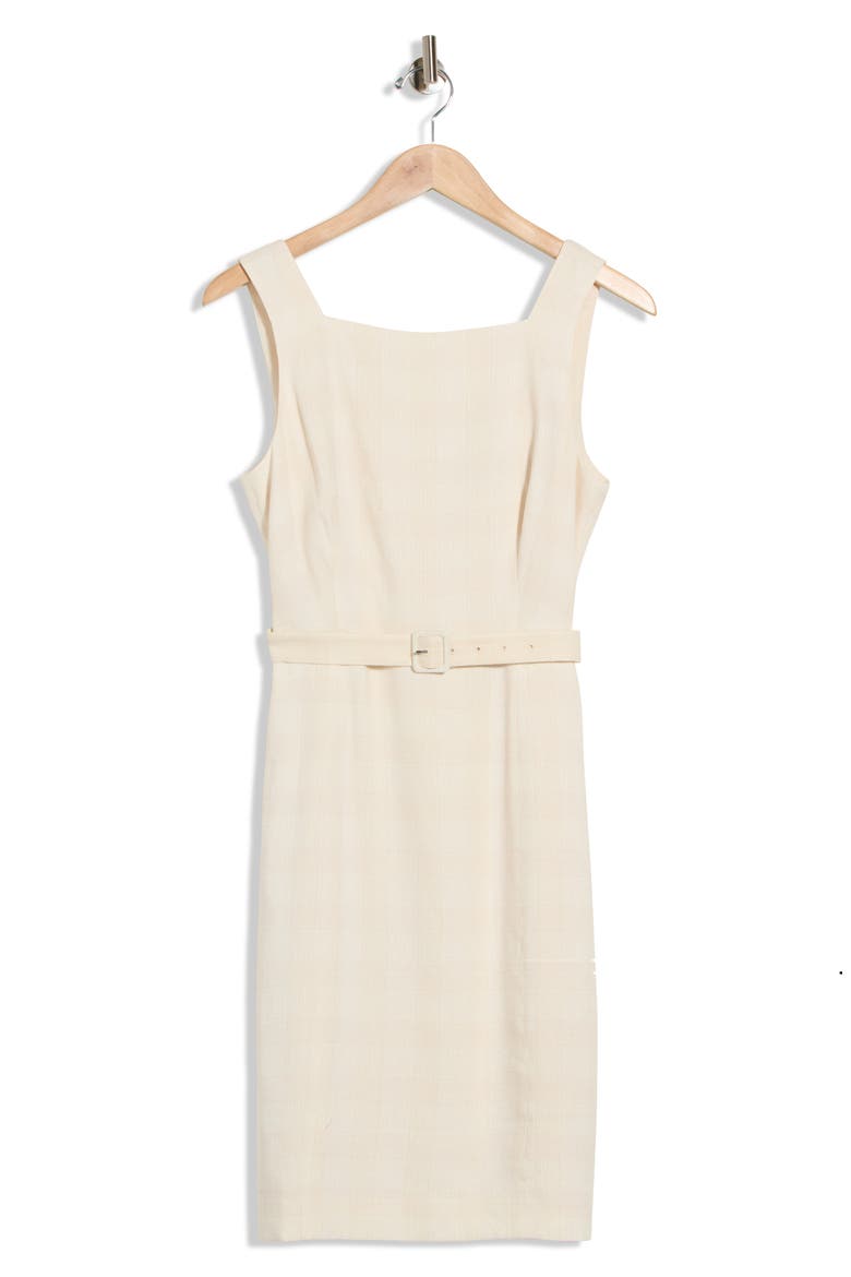 Vaille Belted Linen Blend Dress, Alternate, color, BEIGE MULTI