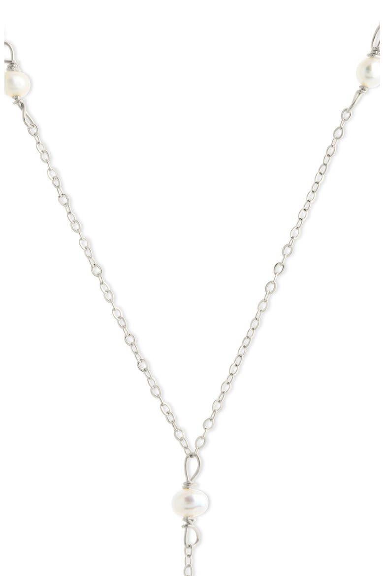 Freshwater Pearl Station Y-Necklace, Alternate, color, SILVER
