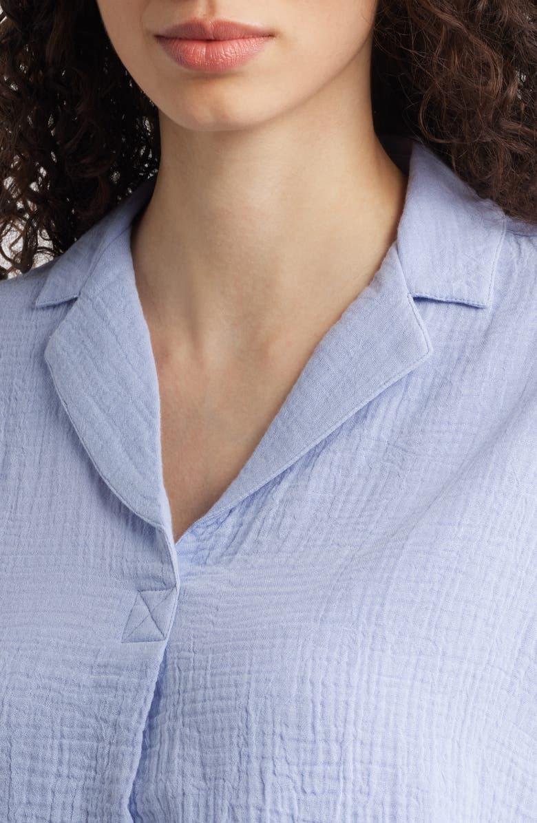 beachlunchlounge London Cotton Gauze Popover Top, Alternate, color, Light Denim