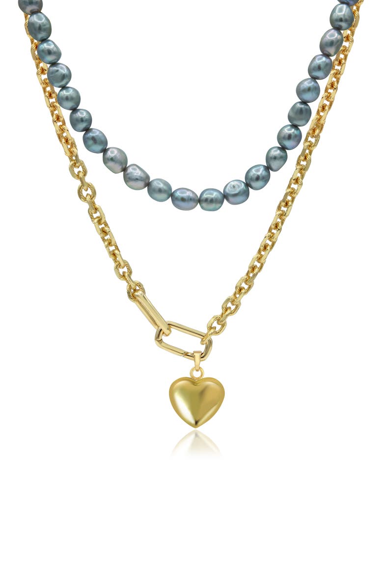 LA MENO Love in Baroque Pearls Set of 2 Necklaces, Main, color, Gold / Purple