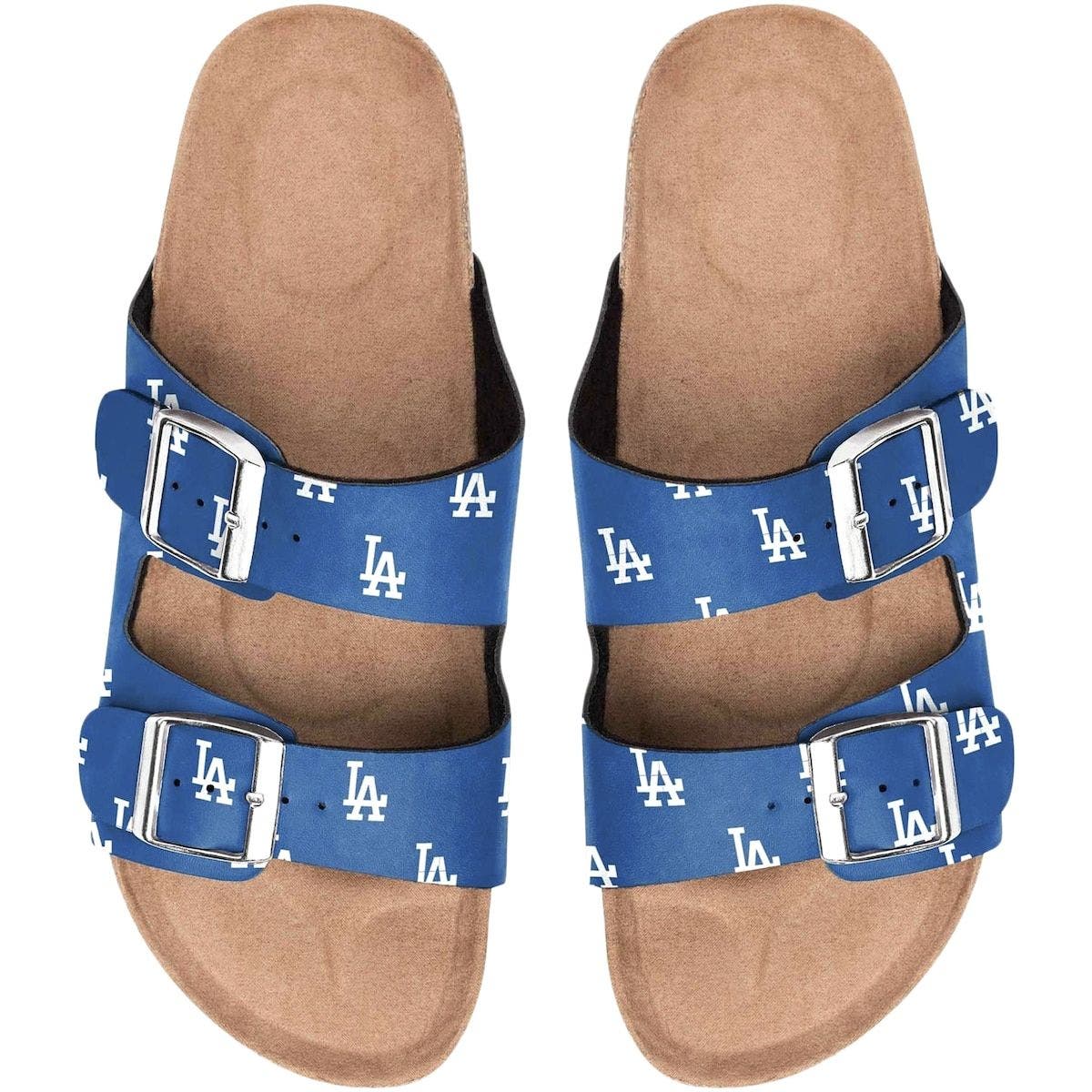 FOCO Women's Los Angeles Dodgers Mini Print Double Buckle Sandal, Main, color, 
