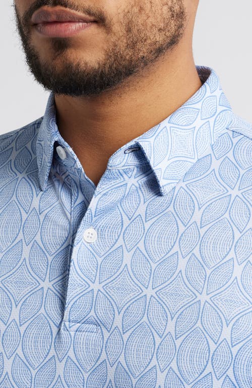 Mizzen + Main Mizzen+main Halyard Trim Fit Print Performance Polo In Sky Woodblock