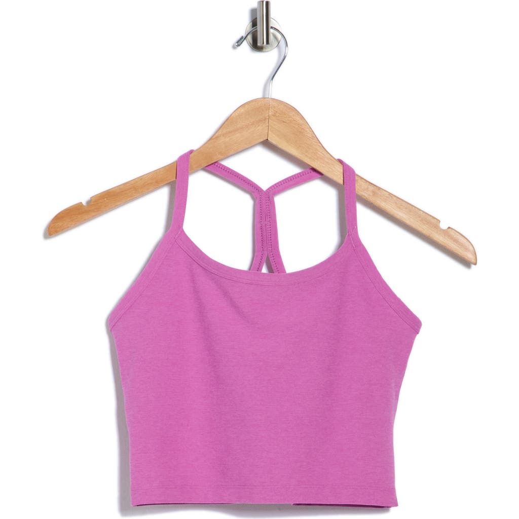 Beyond Yoga Space Dye Slim Racerback Crop Tank Top In Sunset Violet Heather In Pink