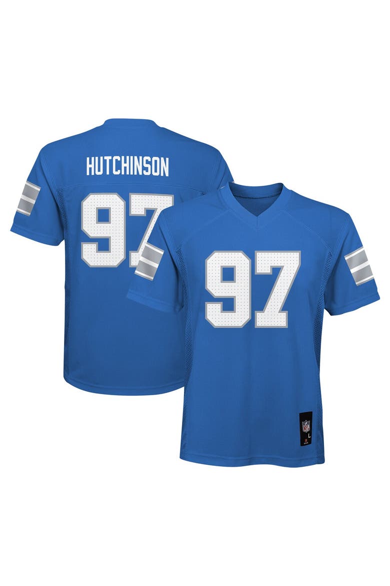 Youth Aidan Hutchinson Blue Detroit Lions Replica Player Jersey, Alternate, color, Blue