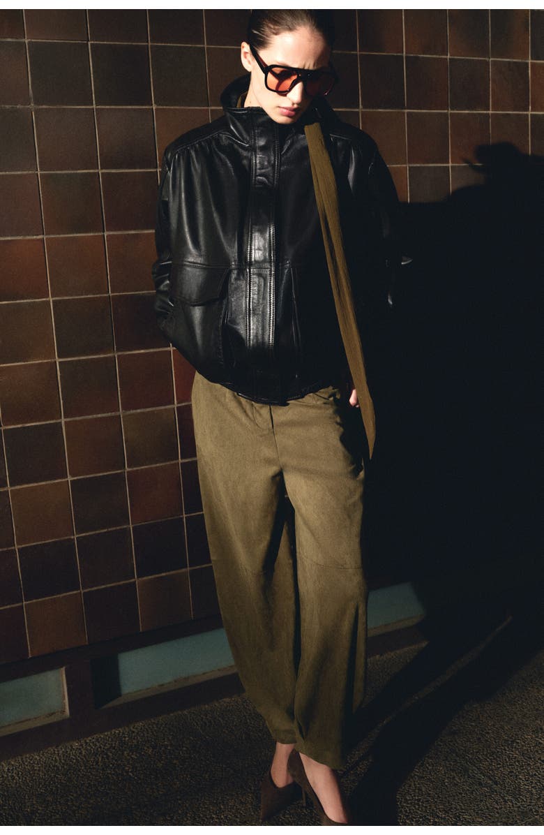 H&M Barrel Trousers, Alternate, color, Dark Khaki Green