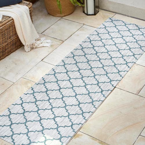 Jonathan Y Galon Filigree Indoor/outdoor Area Rug In Gray/teal