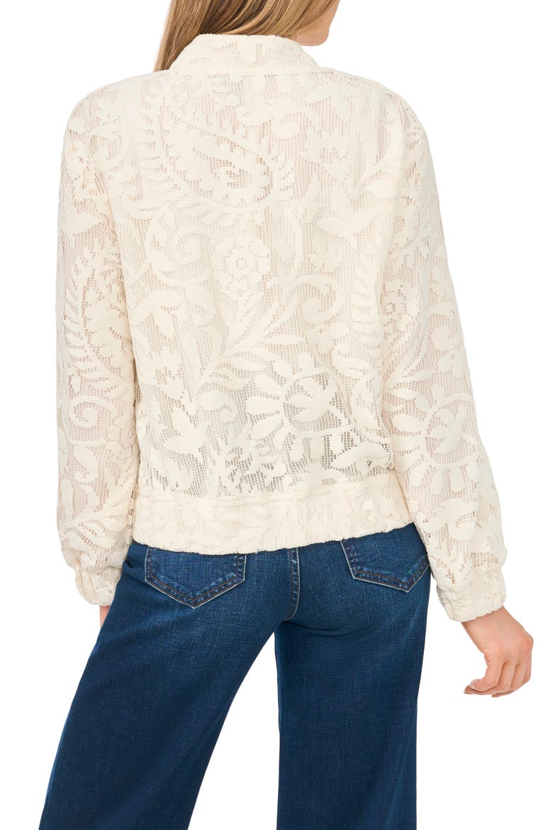 Floral Lace Knit Bomber Jacket, Alternate, color, NEW IVORY