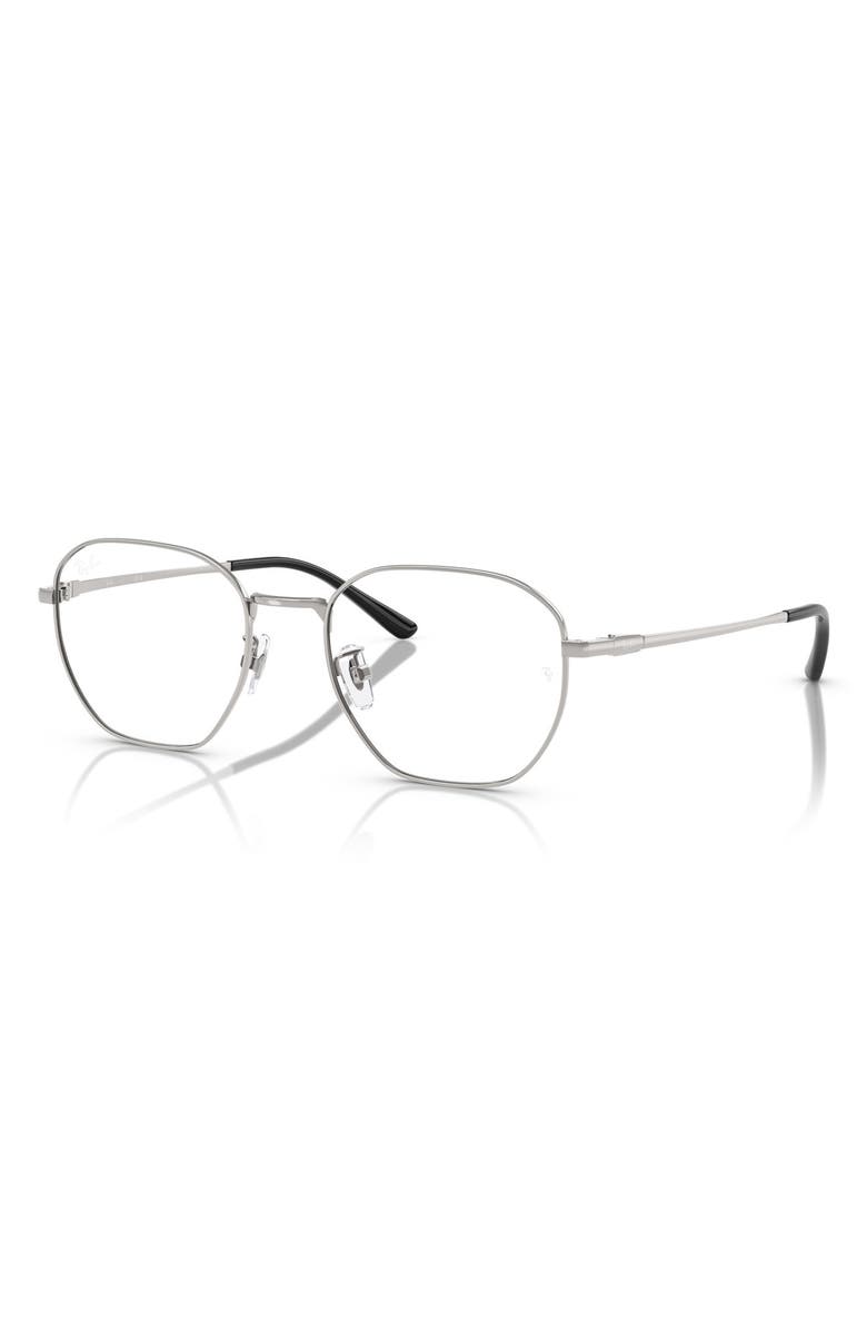 Ray-Ban 53mm Irregular Optical Glasses, Alternate, color, Silver