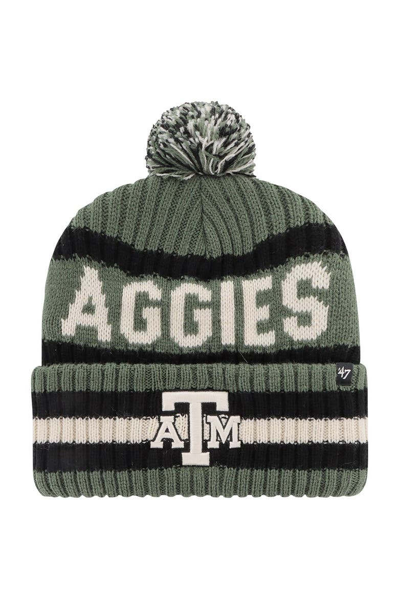 Men's '47 Green Texas A&M Aggies OHT Military Appreciation Bering Cuffed Knit Hat with Pom, Main, color, Green