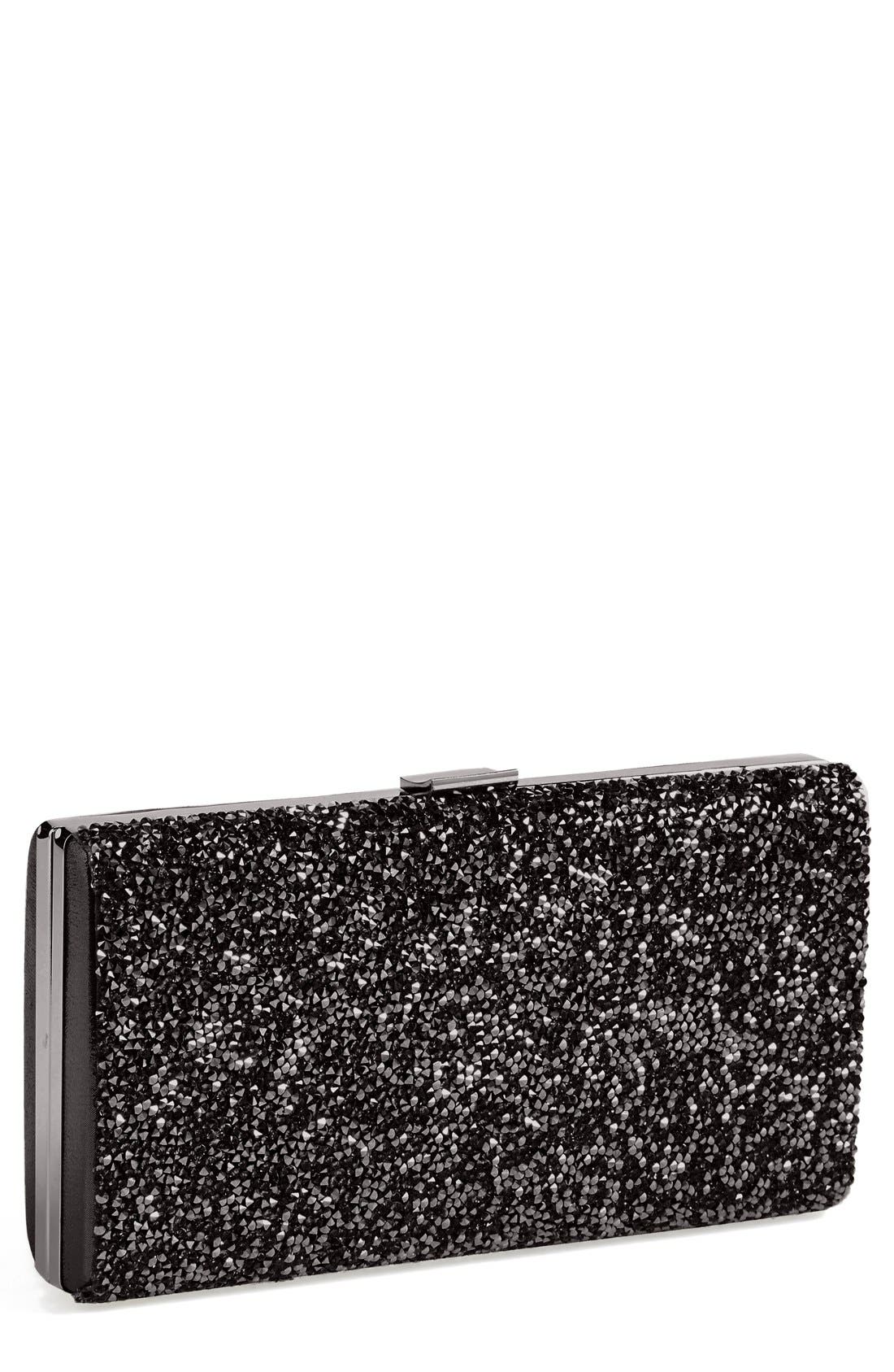 Natasha Couture Crystal Clutch, Main, color, BLACK