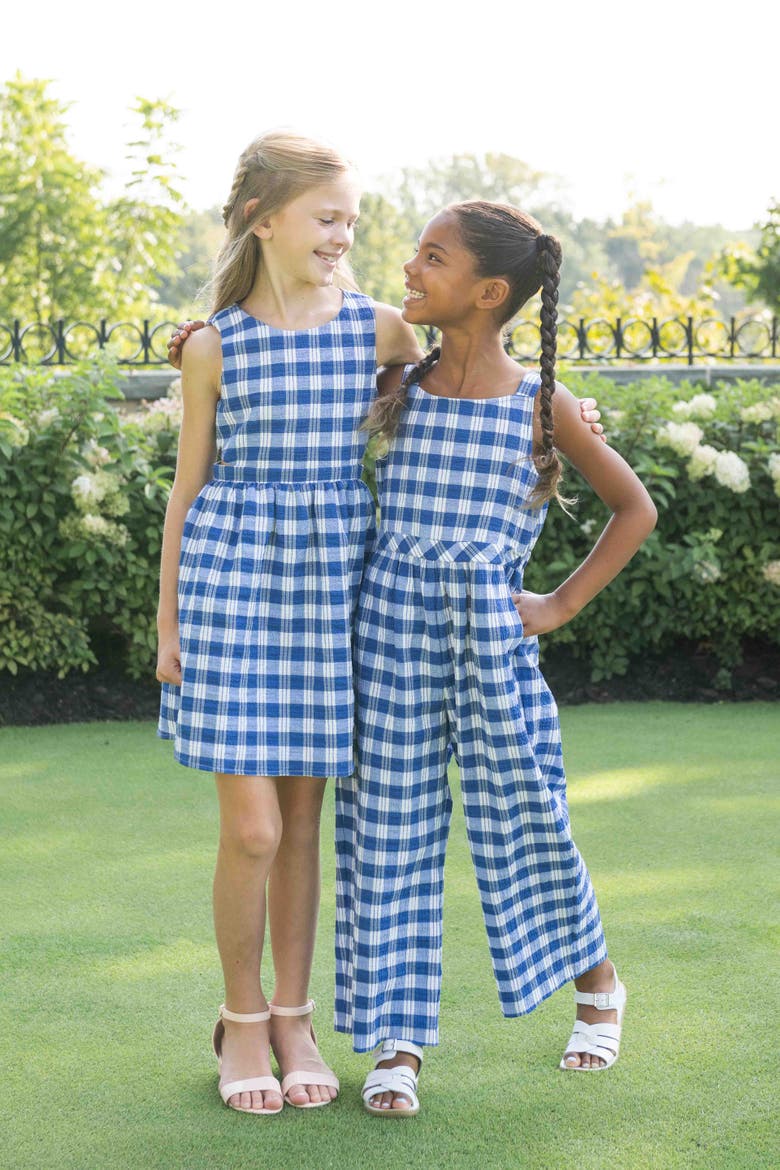 Plaid Seersucker Jumpsuit, Alternate, color, Blue / White
