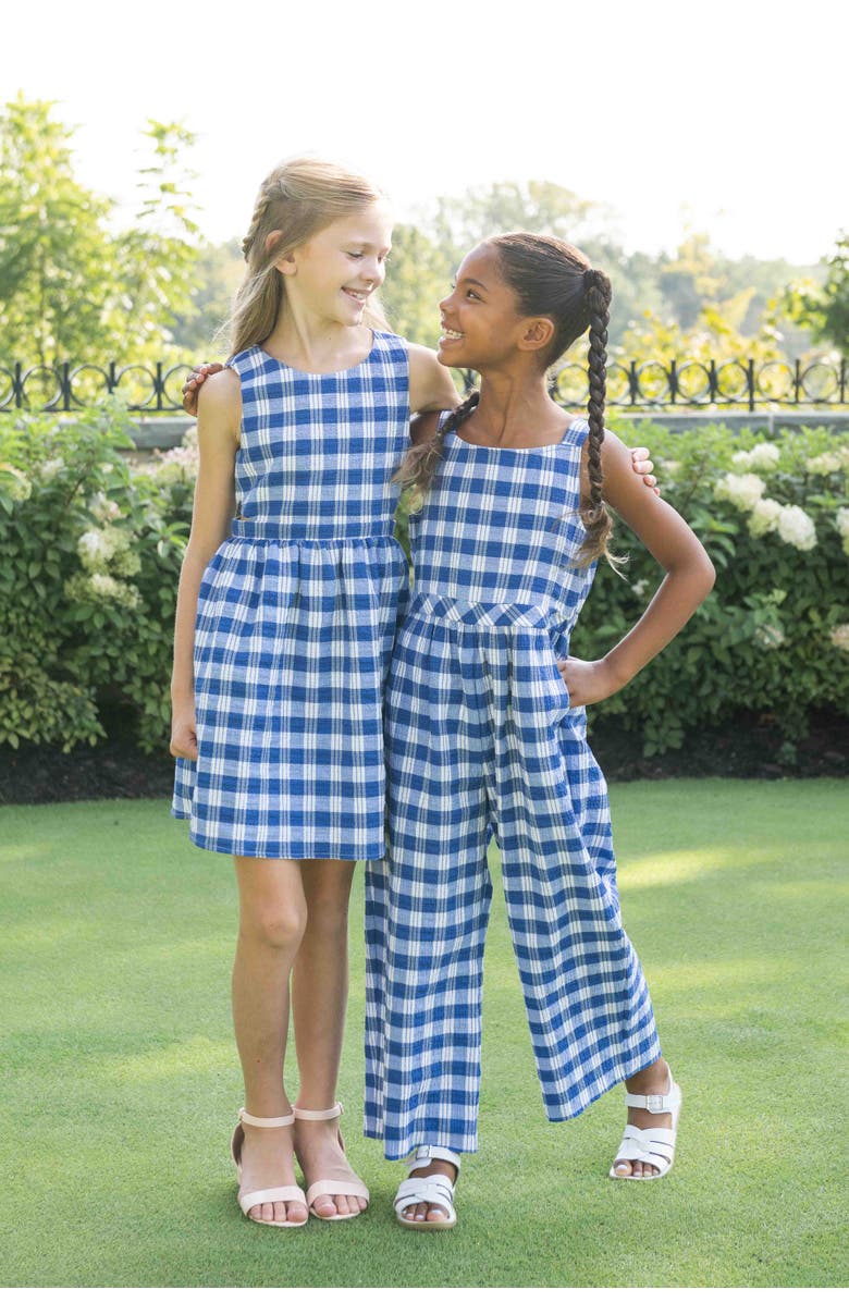 Florence Eiseman Plaid Seersucker Jumpsuit, Alternate, color, Blue / White