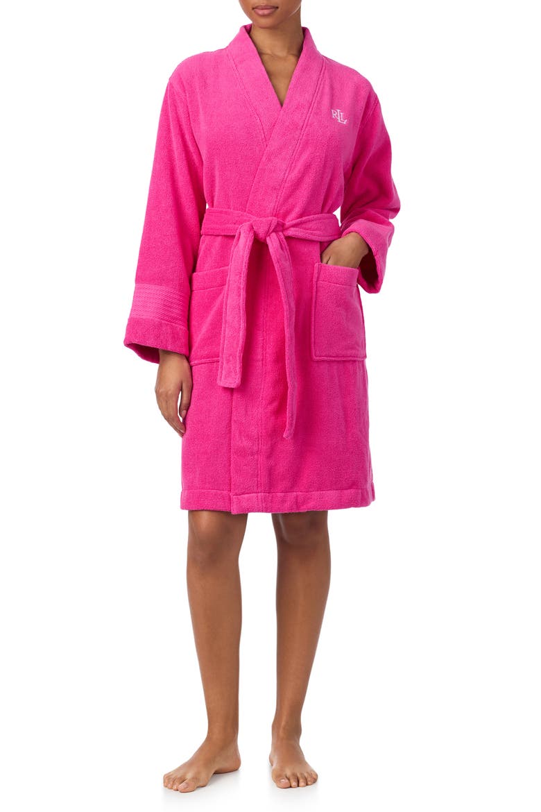 Greenwich Cotton Terry Robe, Main, color, HOT PINK