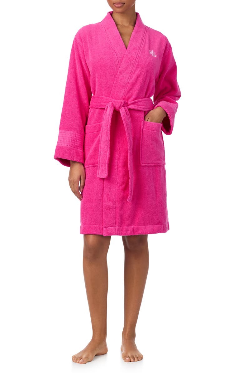 Lauren Ralph Lauren Greenwich Cotton Terry Robe, Main, color, Hot Pink