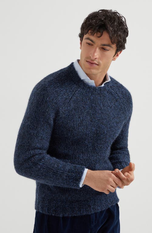 Brunello Cucinelli Long Sleeve Wool Cashmere Sweater In Blue