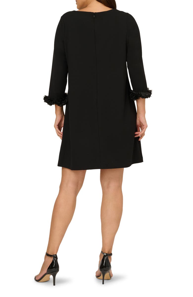 Adrianna Papell 3D Floral Cuff Crepe Shift Dress, Alternate, color,