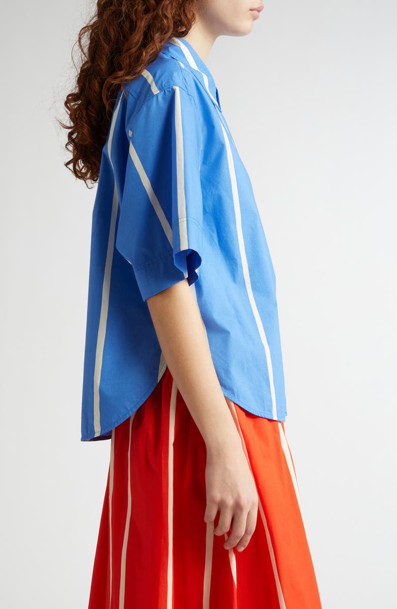 Marimekko Sinertävä Puhveli Stripe Organic Cotton Poplin Shirt, Alternate, color, 