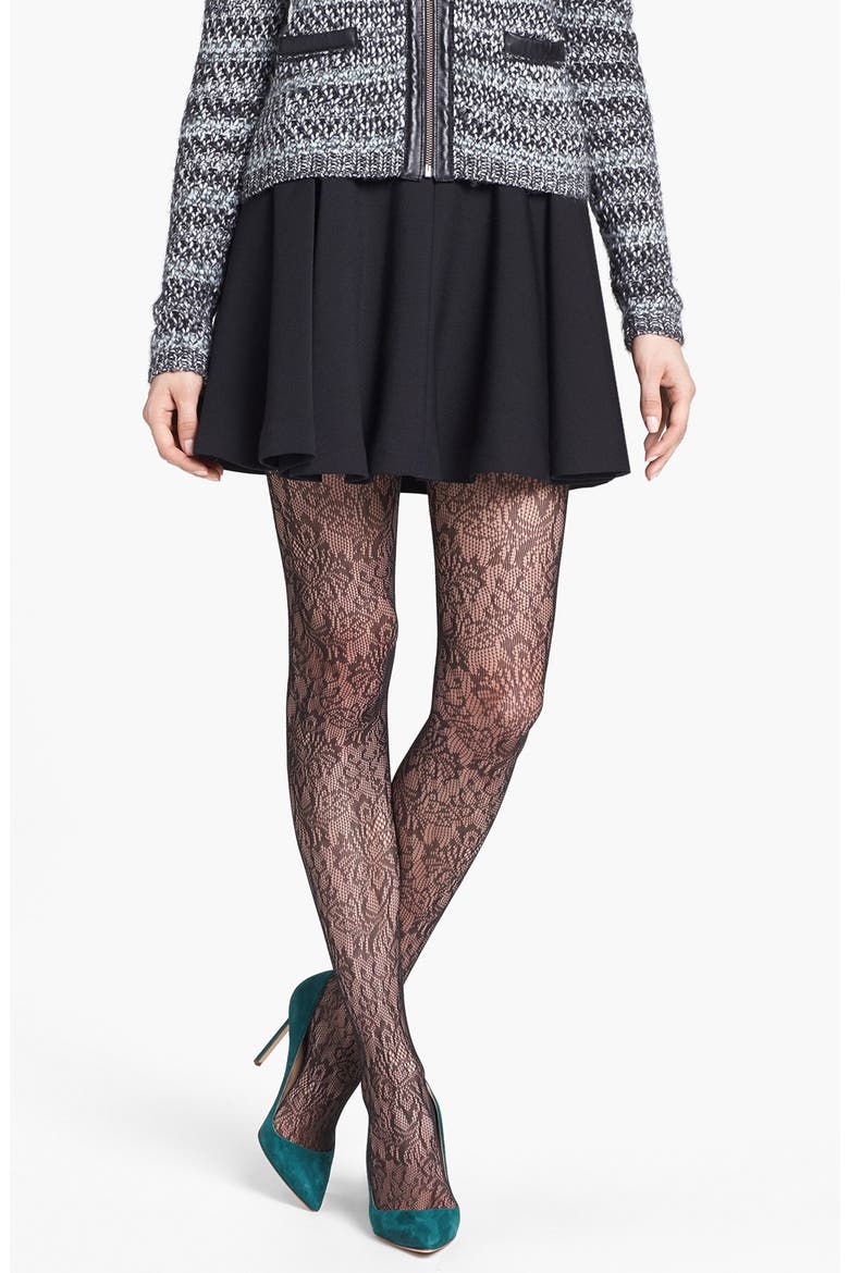 'Uptown Tight-End Tights® - Look at Me Lace' Tights, Main, color, BLACK