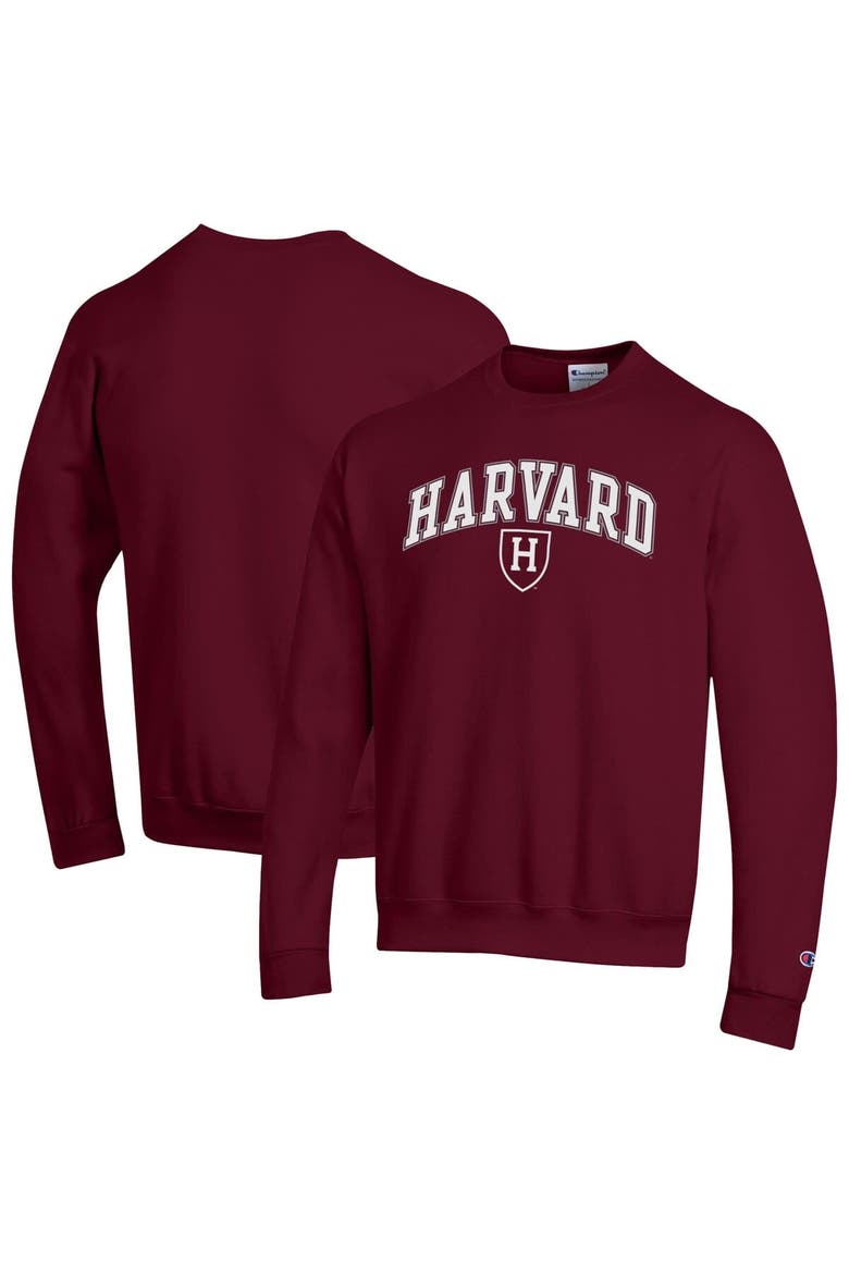 Men's Champion  Crimson Harvard Crimson Arch Over Logo Pullover Sweatshirt, Main, color, Crimson