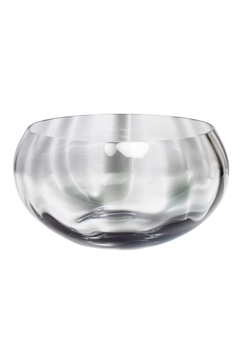 Bolla Pleated Glass Centerpiece Bowl, Main, color, GREY
