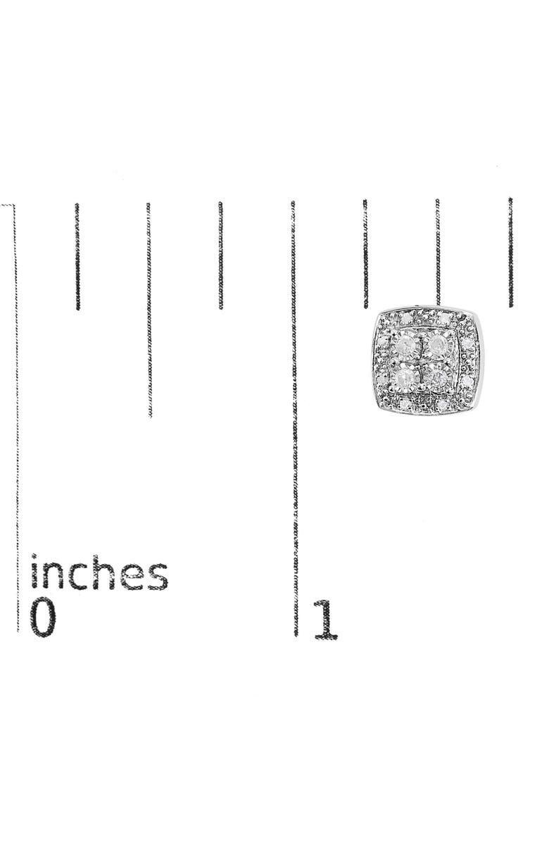 Haus of Brilliance Silver 1/4 Ct Round Diamond Square Shape Milgrain Stud Earrings, Alternate, color, White
