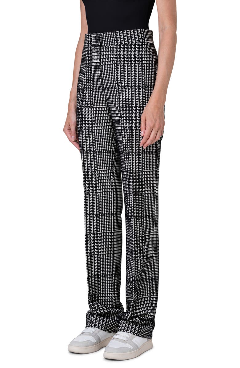 Akris punto Chio Houndstooth Plaid Stretch Cotton Straight Leg Pants, Alternate, color, 