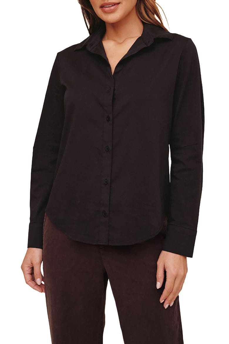 Clean Button Front Shirt, Main, color, BLACK