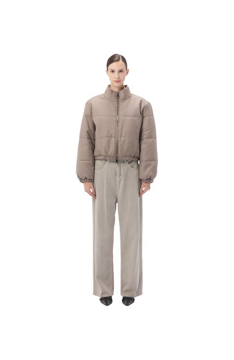 Cropped High-Neck Cashmere Jacket