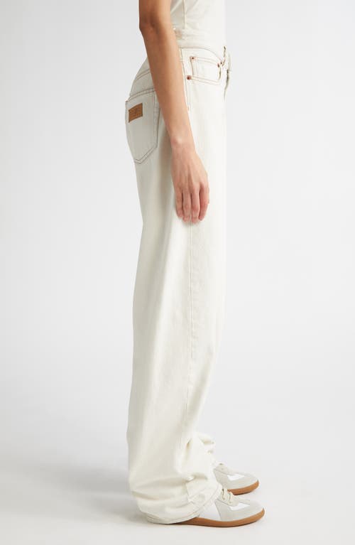 Shop Mm6 Maison Margiela Contrast Stitch Wide Leg Jeans In Off White
