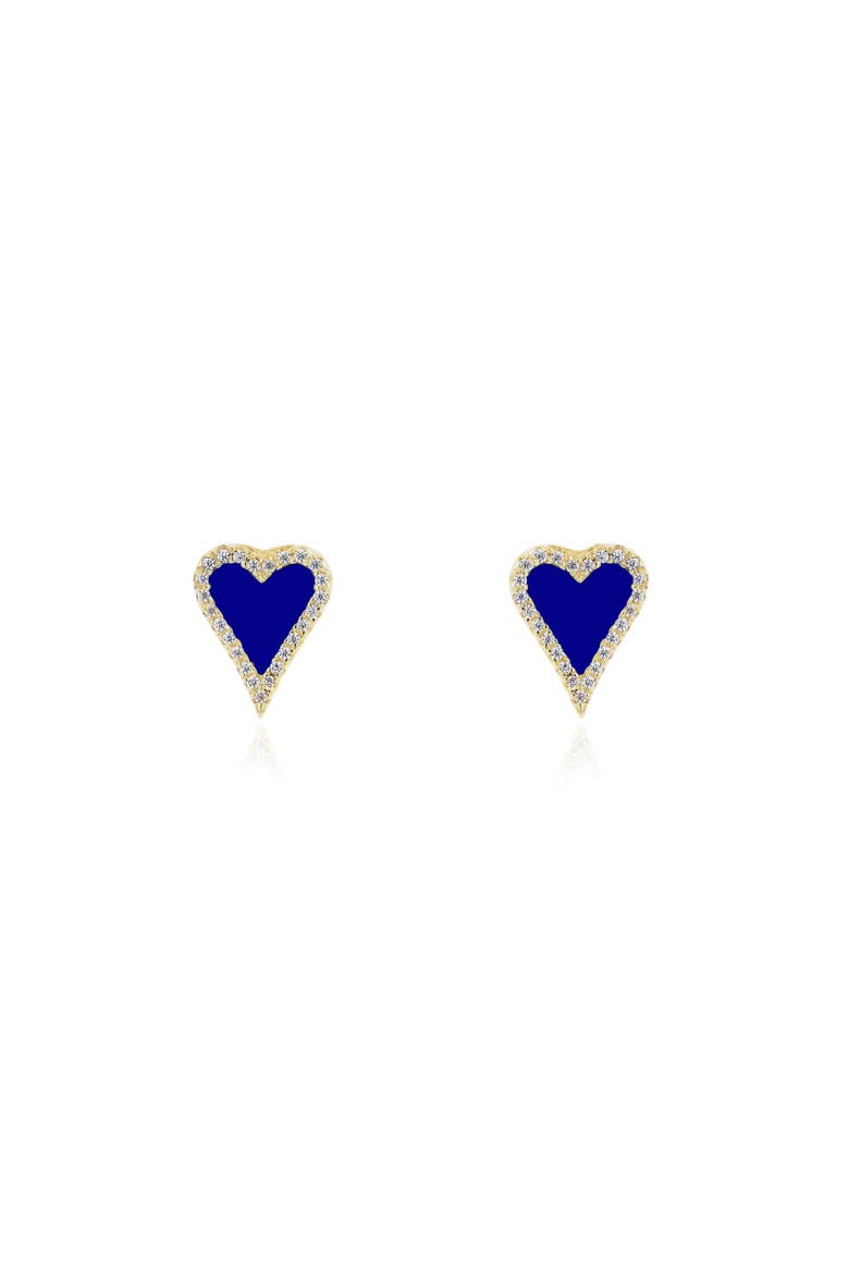 Mini Lapis CZ Halo Heart Stud Earrings, Alternate, color, Lapis