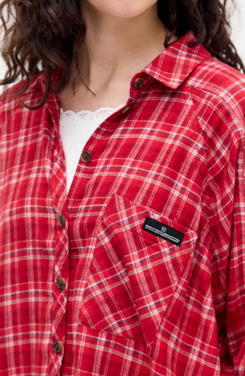 Bdg Urban Outfitters Brendan Check Oversize Button-up Shirt In Red