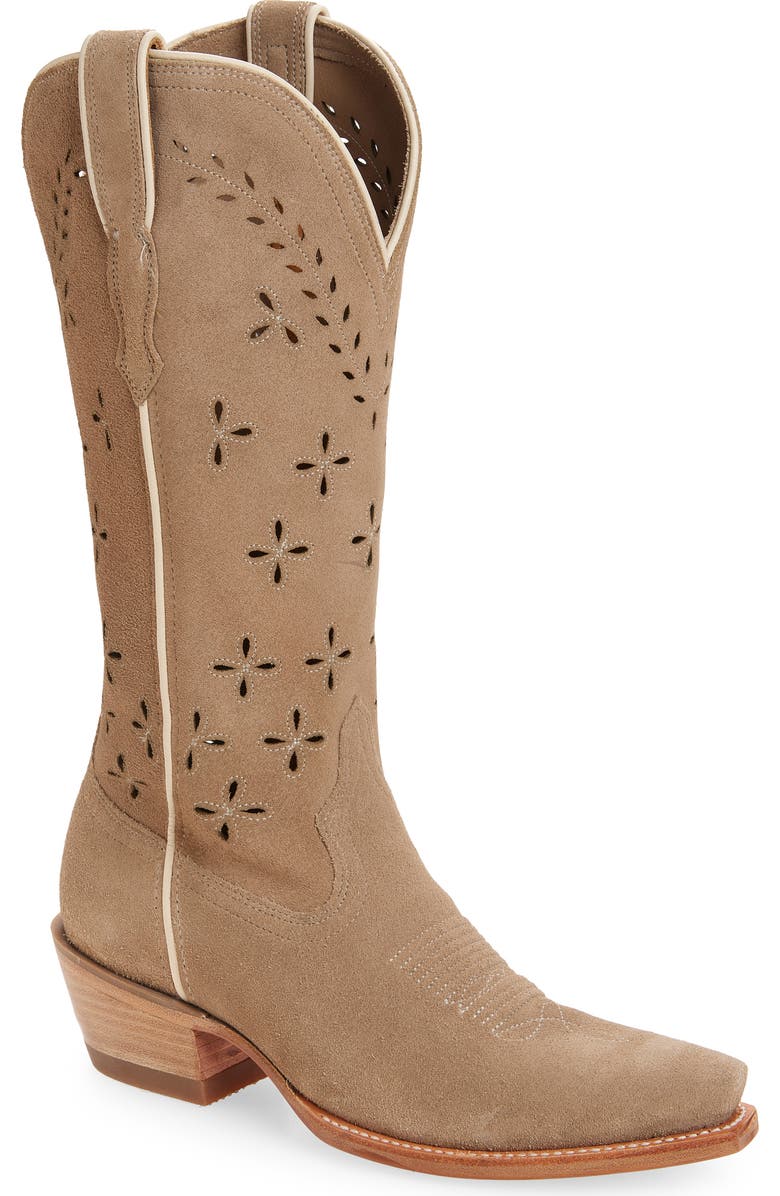Tecovas The Annie Eyelet Suede Western Boot, Main, color, Taupe