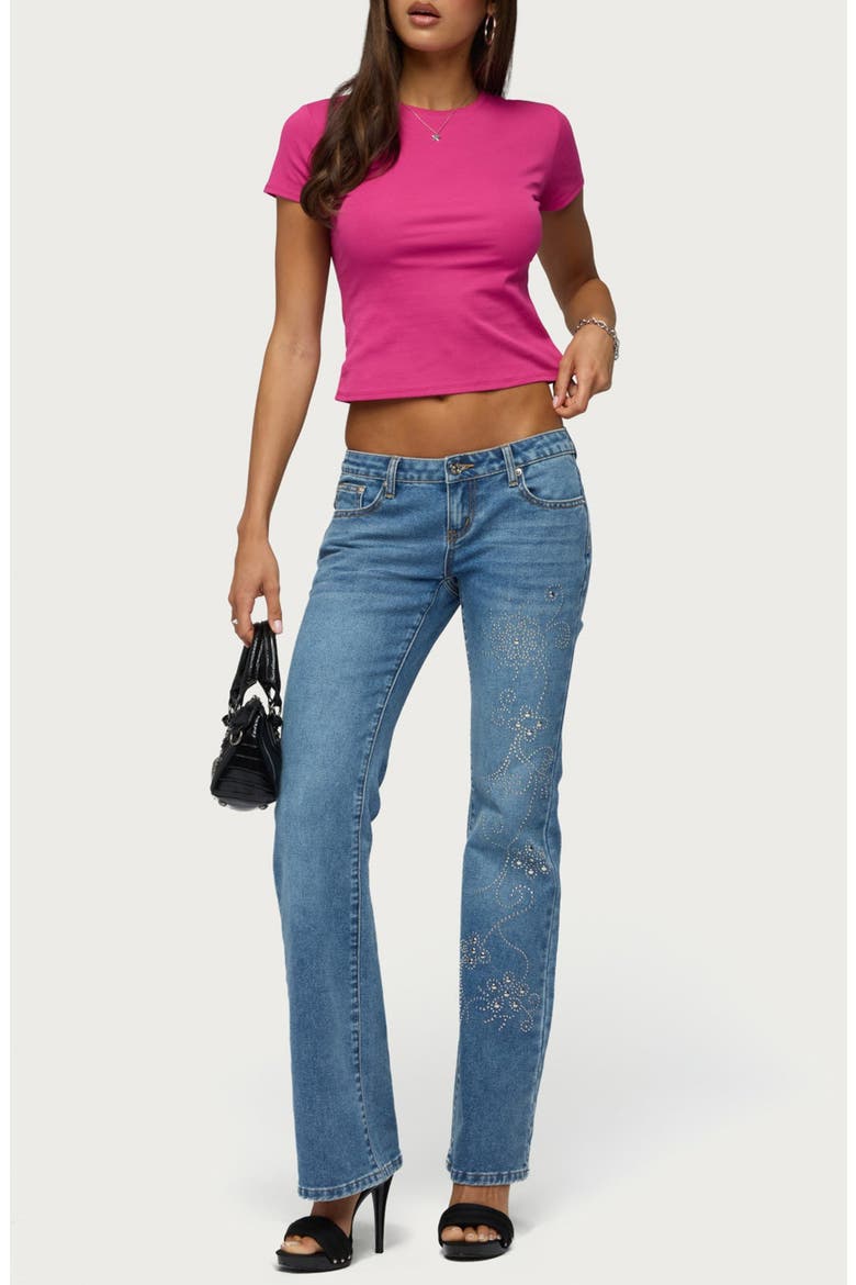 Sirenna Crop Stretch Cotton T-Shirt, Alternate, color, RASPBERRY