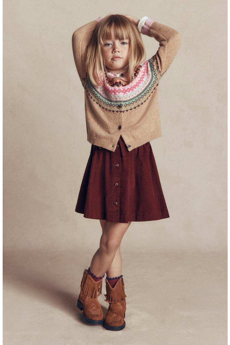 Kids' Cotton Corduroy Skirt, Alternate, color, ROASTED BROWN CORD