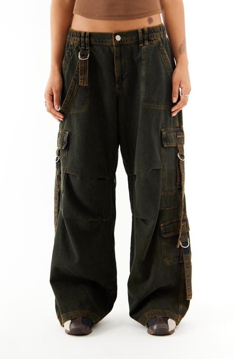 Strappy Cargo Jeans (Rinse Choc)