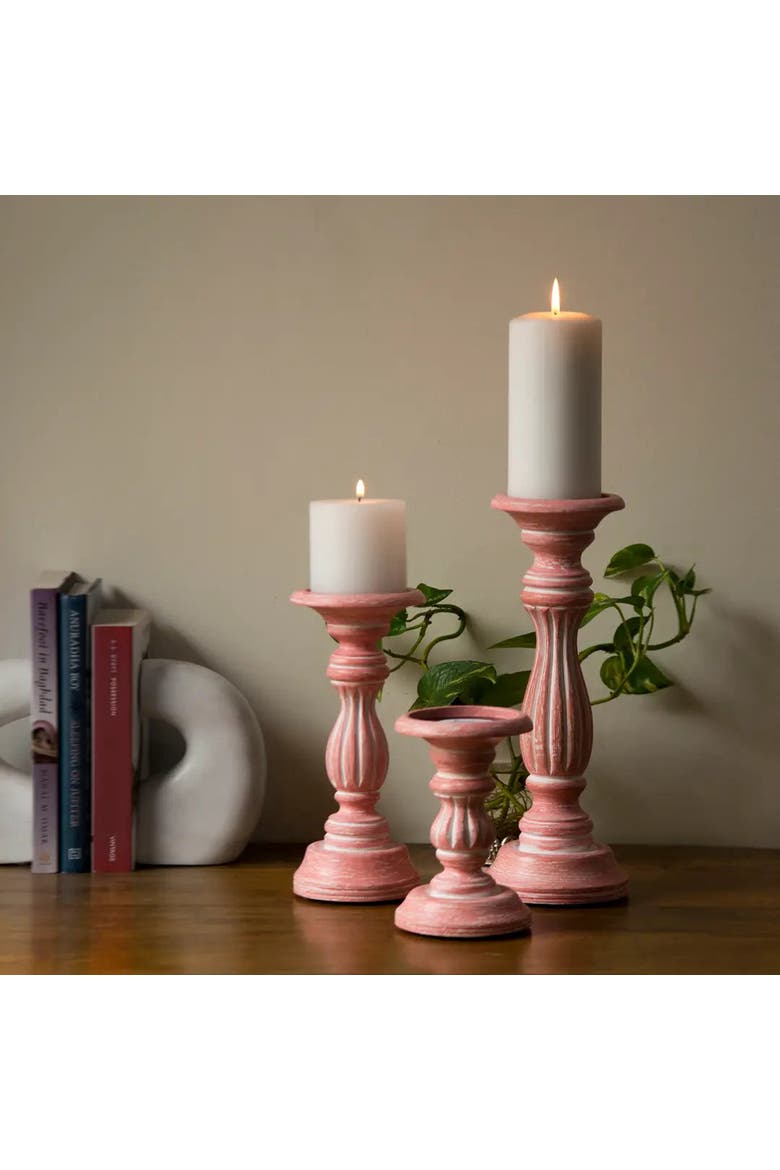 Rosé Reverie Pillar Candleholder Set, Alternate, color, Rose