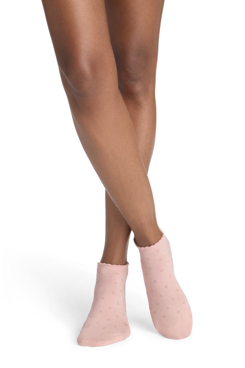 Dot Scallop Ankle Socks, Main, color, BABY PINK